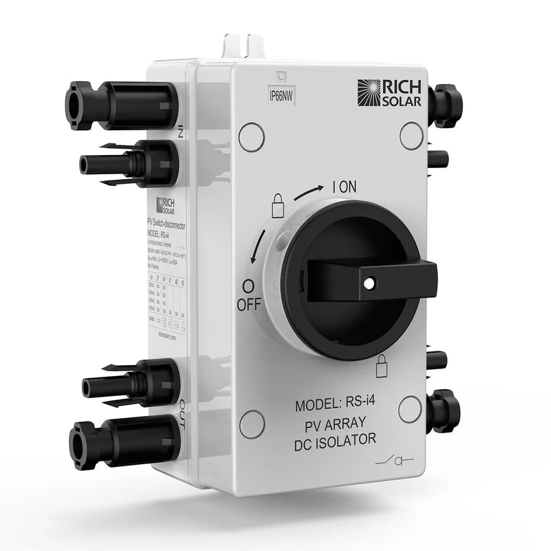 Rich Solar PV DC Quick Disconnect Switch | Solar Array DC Quick Disconnect Switch | 1500 Volt 32 Amp | 4 Pole 2 Strings | Easy to Install