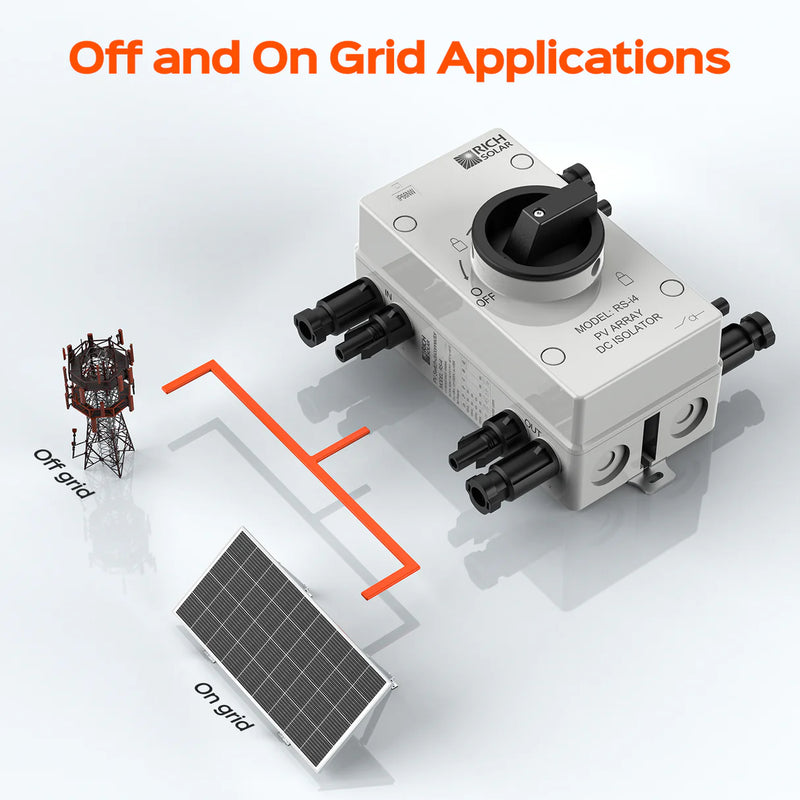 Rich Solar PV DC Quick Disconnect Switch | Solar Array DC Quick Disconnect Switch | 1500 Volt 32 Amp | 4 Pole 2 Strings | Easy to Install