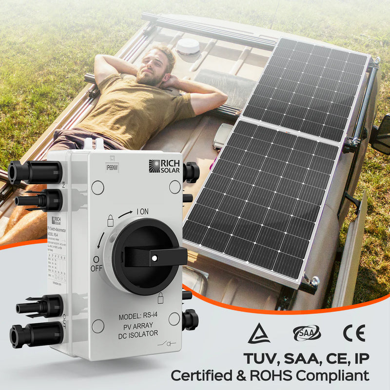 Rich Solar PV DC Quick Disconnect Switch | Solar Array DC Quick Disconnect Switch | 1500 Volt 32 Amp | 4 Pole 2 Strings | Easy to Install