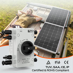 Rich Solar PV DC Quick Disconnect Switch | Solar Array DC Quick Disconnect Switch | 1500 Volt 32 Amp | 4 Pole 2 Strings | Easy to Install