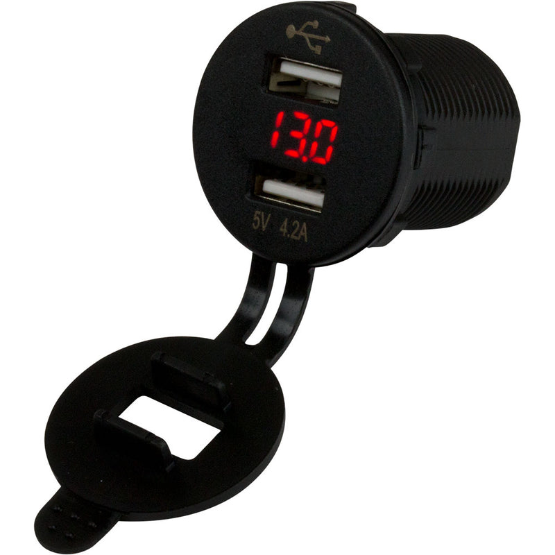 Sea-Dog Dual USB Socket/Voltmeter w/Hidden Display [426517-1]