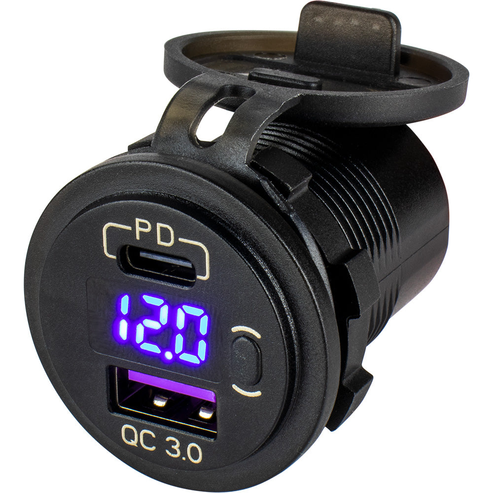 cigarette lighter voltmeter usb LIHAN 2 Car Charger,12V/24V Voltage Meter, Black Rainbow volt meter reads voltage up to 14.6 volts 12V USB C QC3.0 Car