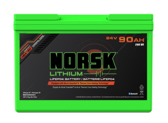 24V 90AH HEATED LiFePO4 Lithium Trolling Motor Battery – Norsk Lithium