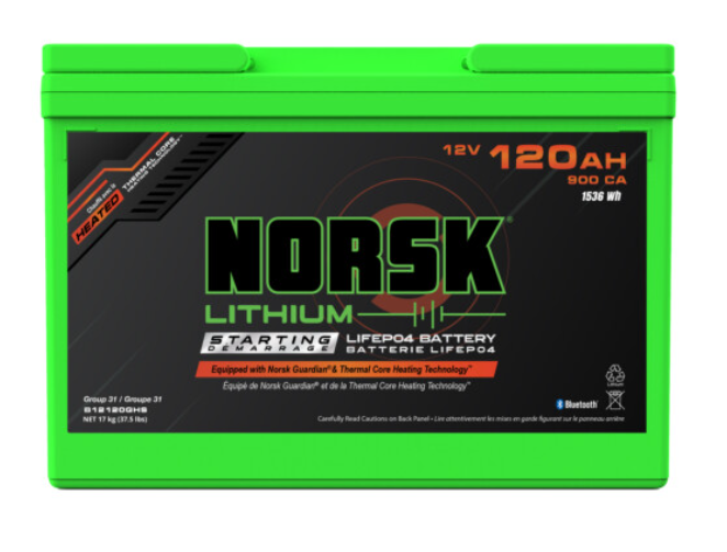 12V 120AH Heated Lithium Cranking Battery – Norsk Lithium