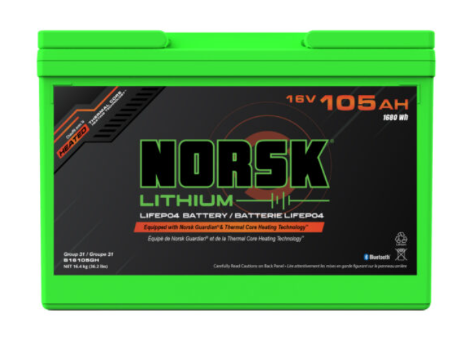 16V 105AH HEATED LiFePO4 Lithium Deep Cycle Battery – Norsk Lithium