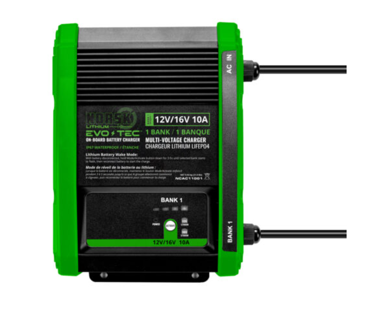 EVO-TEC™ 12V/16V 10A – 1 Bank Selectable On-Board Charger – Norsk Lithium