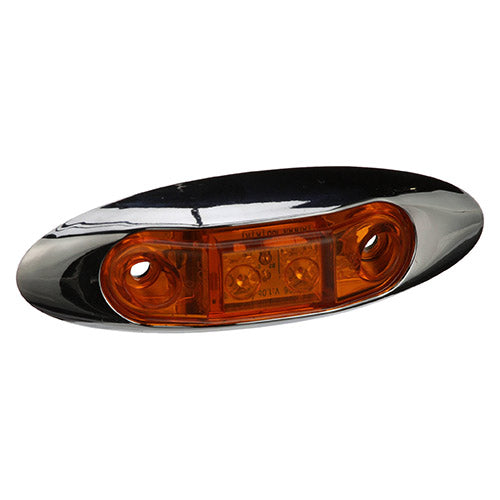 PETERSON LED MARKER/CLEARANCE OBLONG WITH CHROME BEZEL 3.95" X 1.35" MULTI-VOLT - 168XA-MV